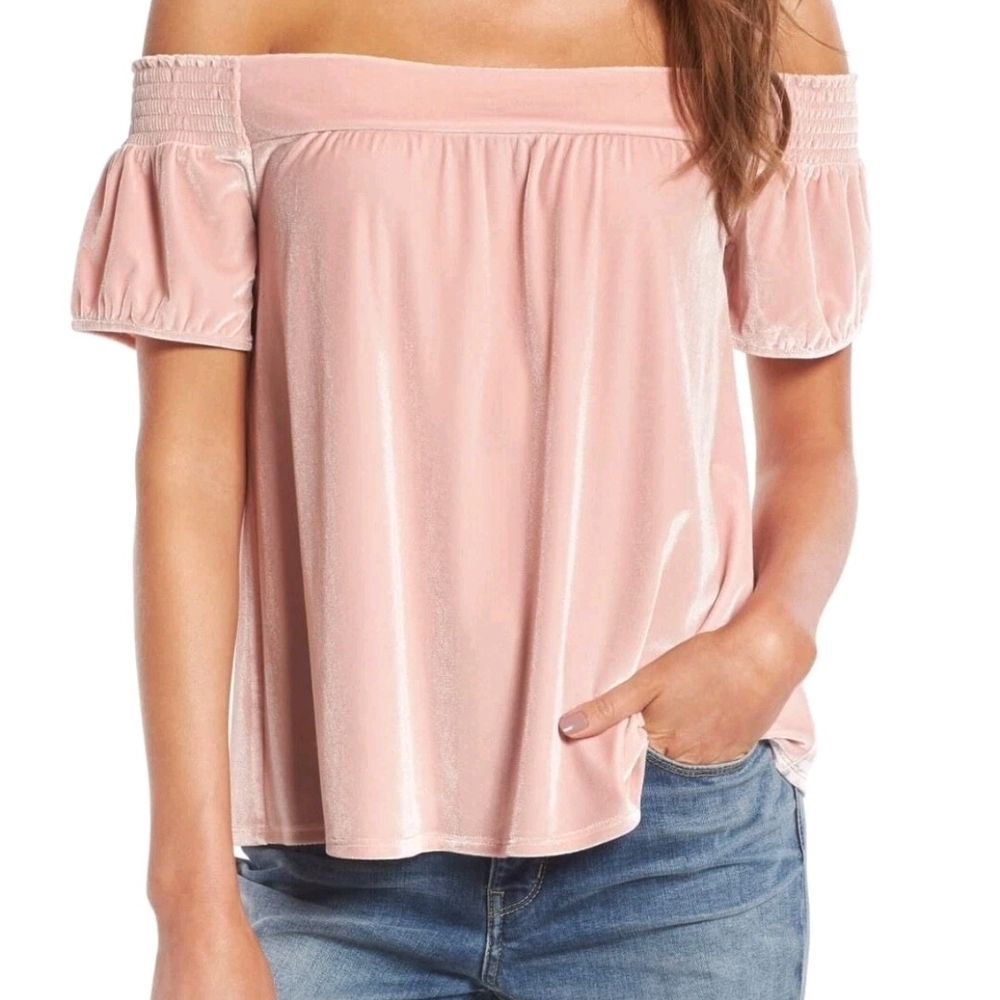 Hinge Off Shoulder Pink Peach Top Medium Nordstrom NWT $69 Size M